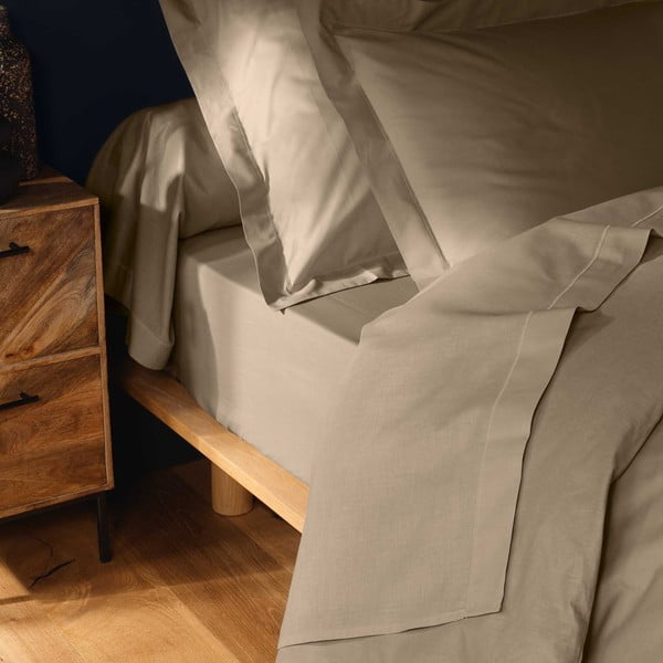 Lenzuolo in cotone marrone chiaro 180x290 cm Lina - douceur d'intérieur-image-2