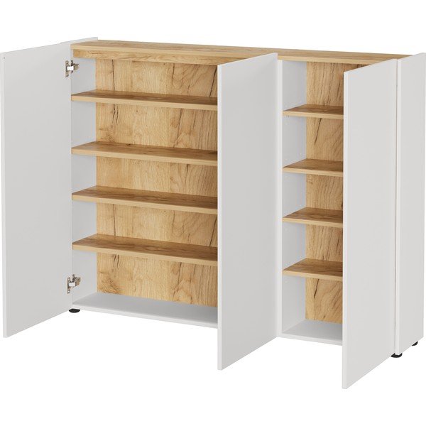 Armadietto color crema con effetto rovere 138x105x25 cm Libbiano – Germania-image-2