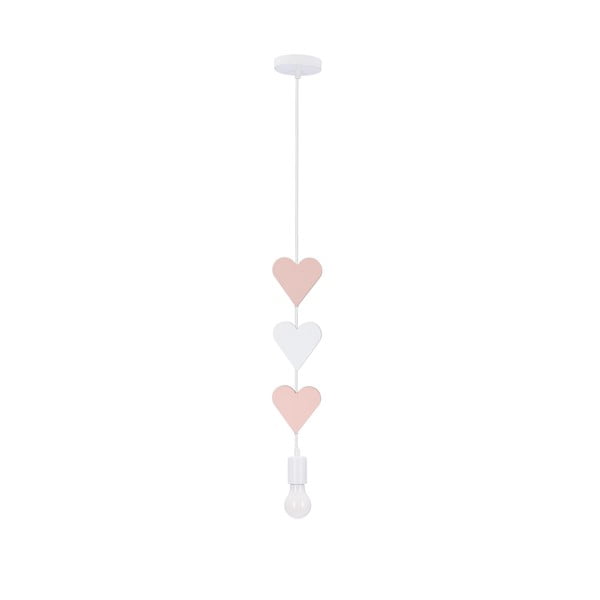 Lampada per bambini bianca e rosa con paralume in metallo Hearts - Candellux Lighting