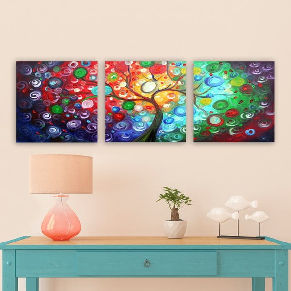 Dipinti in set di 3 pezzi 30x30 cm Tree of Life - Wallity-image-1