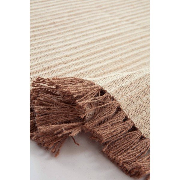 Tappeto color crema in misto cotone tessuto a mano 160x230 cm Channa – Jotex-image-3