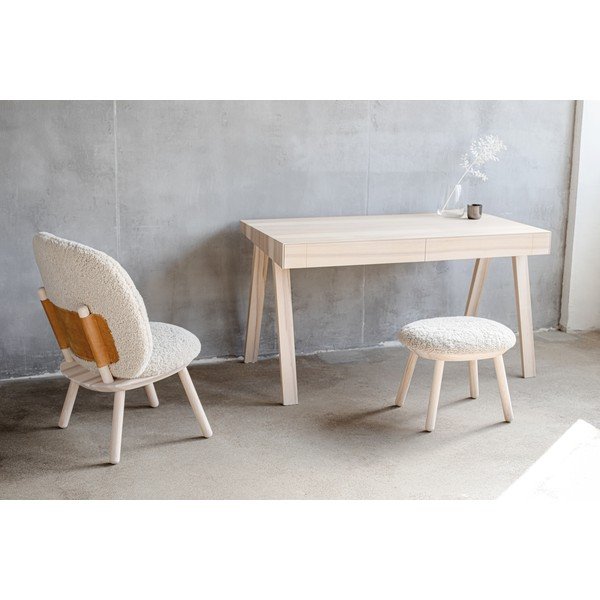 Pouf in lana di pecora beige Naïve - EMKO-image-4