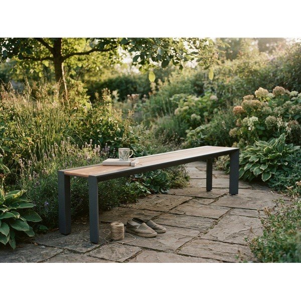 Panca da giardino in metallo grigio-marrone scuro Silea - Garden Pleasure-image-3