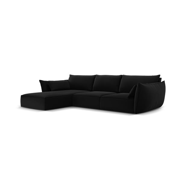 Divano angolare nero (con penisola a sinistra/con chaise lounge) con rivestimento in velluto Vanda – Mazzini Sofas-image-2
