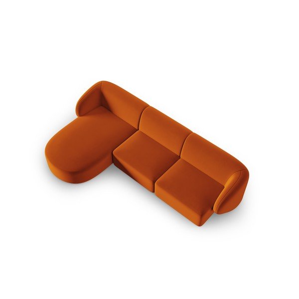 Divano angolare color terracotta (con penisola a sinistra/con chaise lounge) con rivestimento in velluto Paolo – Milo Casa-image-2