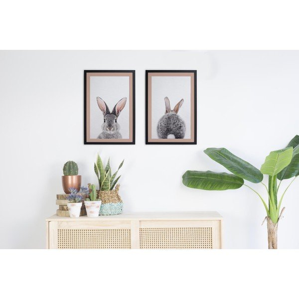 Set di 2 quadri 40x30 cm Rose Rabbit – Madre Selva-image-1