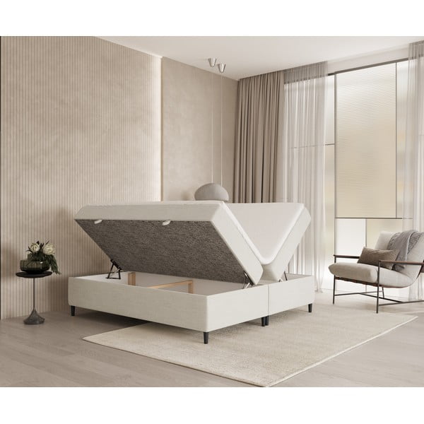 Letto boxspring crema con contenitore 160x200 cm Araya - Maison de Rêve-image-2