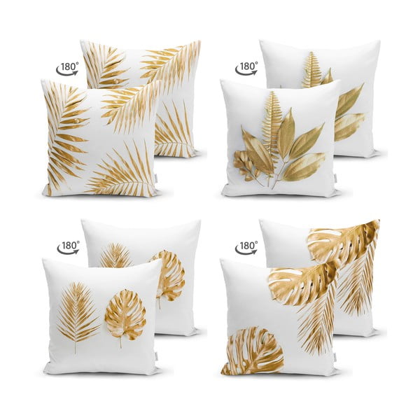 Sada 4 povlaků na polštář Minimalist Cushion Covers Leaves, 45 x 45 cm