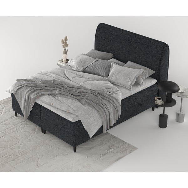 Letto boxspring nero con contenitore 140x200 cm Melba - Maison de Rêve-image-2