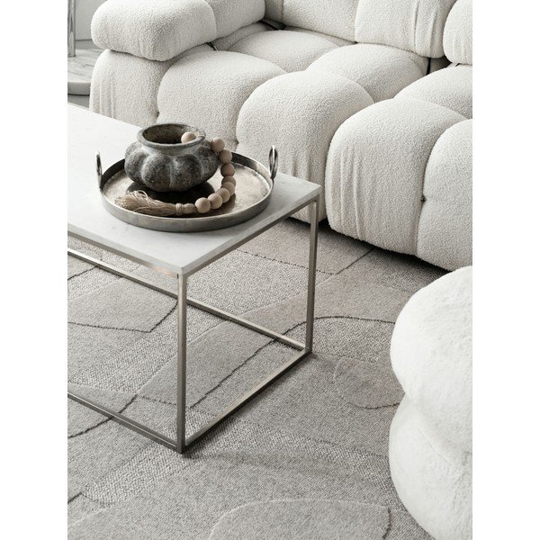 Tappeto in lana grigio chiaro 133x190 cm Morphic Botanica - Agnella-image-4