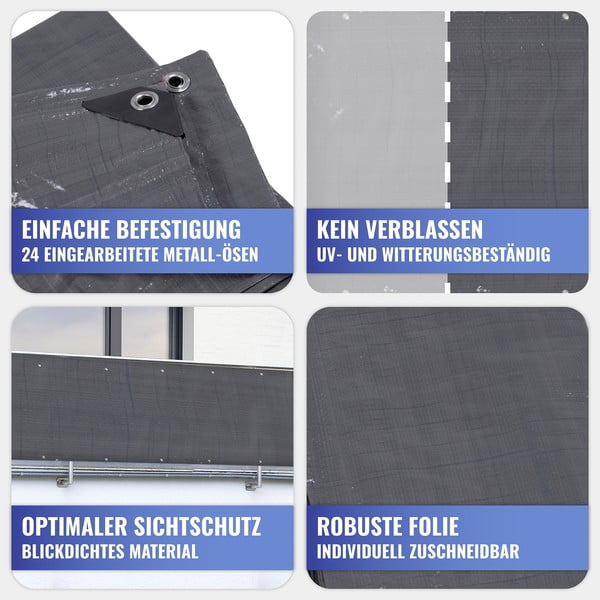 Schermo da balcone in plastica nera 500x85 cm - Maximex-image-4