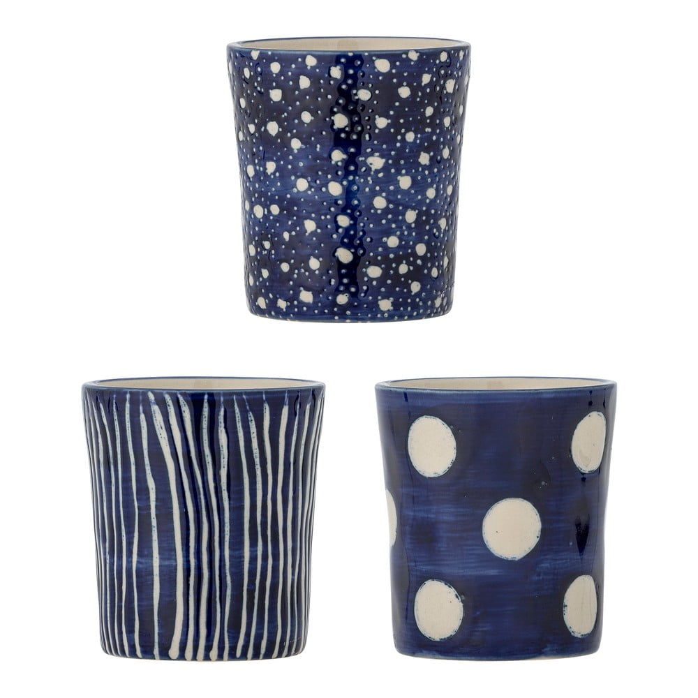 Tazzine in set per espresso blu scuro in gres 3 pz 190 ml Minoa – Bloomingville | Tazzine