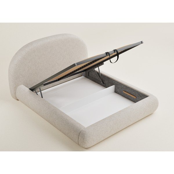 Letto matrimoniale imbottito color crema con contenitore con rete inclusa 140x200 cm Maumere – Maison de Rêve-image-3