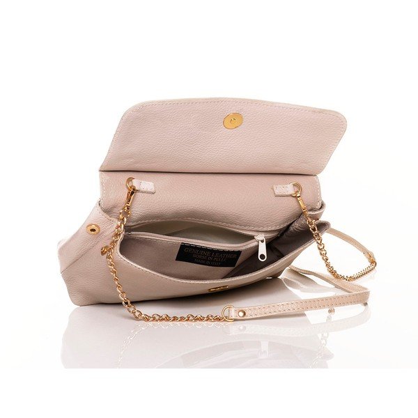 Kožená kabelka Federica Bassi Envelope Beige-image-1