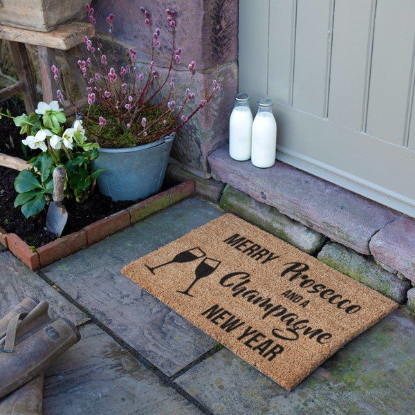 Zerbino in cocco con motivo natalizio 40x60 cm Champagne New Year - Artsy Doormats-image-3