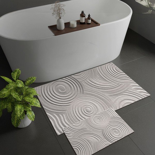 Set di tappetini per il bagno grigio chiaro 2 pz 60x100 cm – Foutastic-image-3