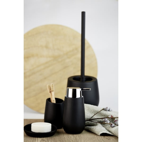 Dosatore di sapone in ceramica nera Badi - Wenko-image-1