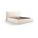 Letto matrimoniale imbottito color crema con contenitore e doghe 180x200 cm Elio - Milo Casa