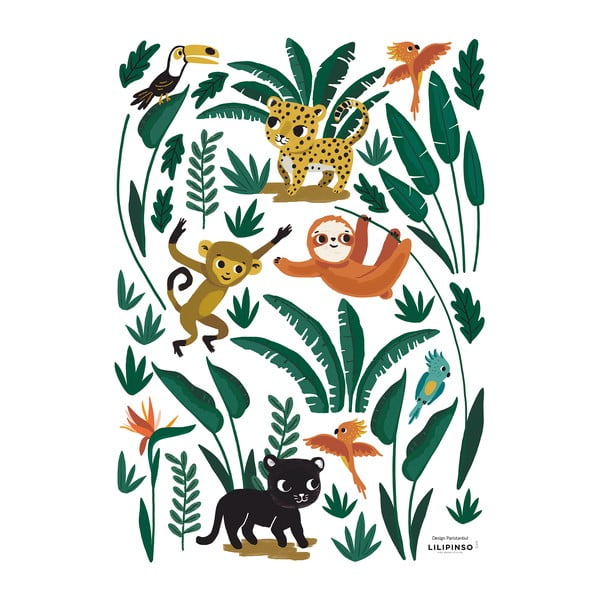 Foglio adesivo 30x42 cm Jungle Animals - Lilipinso