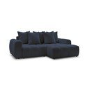 Divano angolare blu allungabile/con contenitore (con penisola a destra/con chaise lounge) con rivestimento in bouclé Roxelane – Bobochic Paris