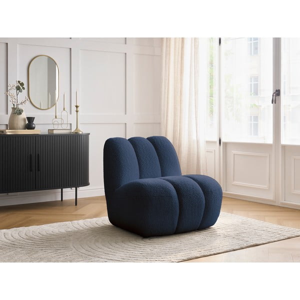 Poltrona blu scuro con rivestimento in bouclé Janissaire – Bobochic Paris-image-1