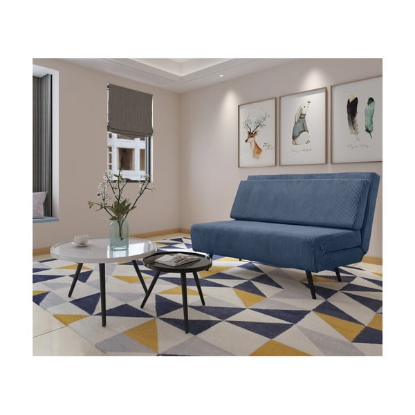 Divano letto in velluto a coste blu 140 cm Mallory - Støraa-image-3