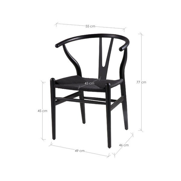 Set di 2 sedie da pranzo in legno nero Ada - sømcasa-image-1