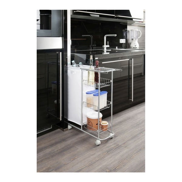 Scaffale mobile universale con cestino , 28 l Slim - Wenko-image-3