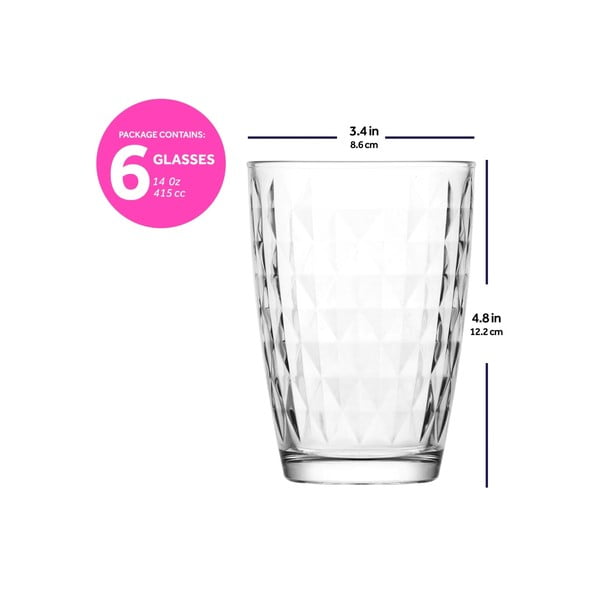 Bicchiere in set da 6 pezzi 400 ml - Hermia-image-3