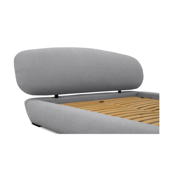 Letto matrimoniale imbottito grigio con doghe in legno 160x200 cm Odette - Scandic-image-1