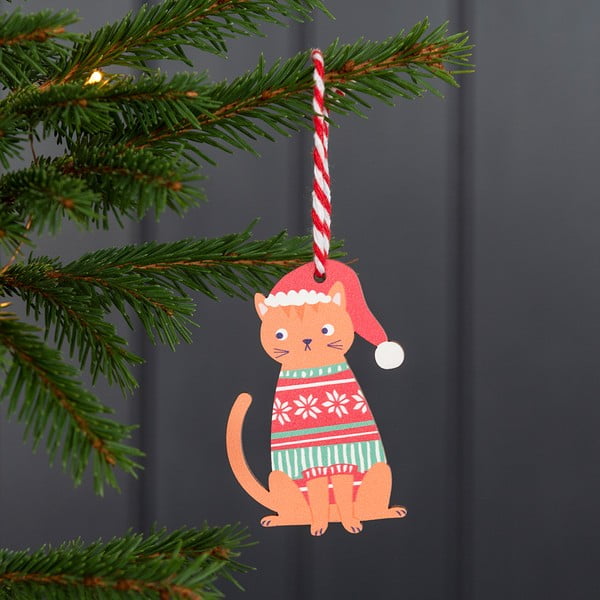 Decorazione per albero di natale in legno 5 cm Ginger Cat – Rex London-image-1