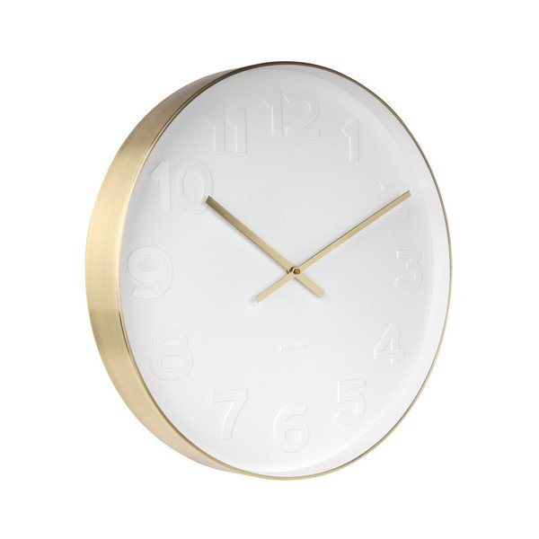 Bílé nástěnné hodiny s detaily ve zlaté barvě Karlsson Mr. White, ⌀ 51 cm-image-1