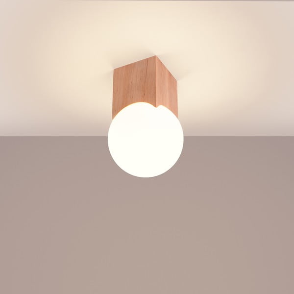 Plafoniera di colore naturale con paralume in vetro 12x12 cm Rayer – Sollux-image-2