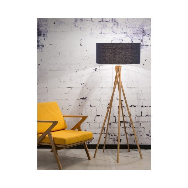 Lampada da terra con paralume blu e struttura in bambù Kilimanjaro - Good&Mojo-image-3