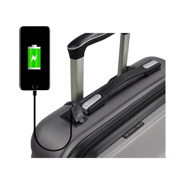 Set di 2 valigie da viaggio grigie su ruote con porte USB My Valice LASSO Cabin & Medium - Myvalice-image-4