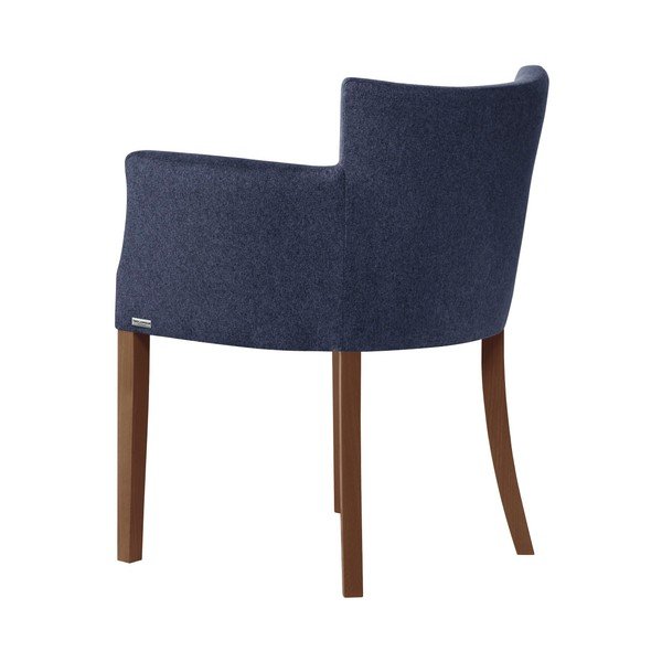 Sedia blu scuro con gambe in legno di faggio marrone scuro Santal - Ted Lapidus Maison-image-2