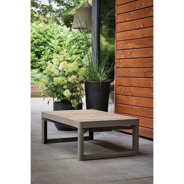 Tavolino da giardino con effetto noce 71,5x116 cm Lyon – Keter-image-1