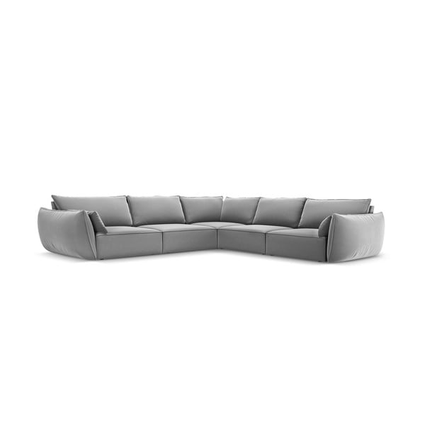 Divano angolare grigio chiaro con rivestimento in velluto Vanda – Mazzini Sofas-image-2