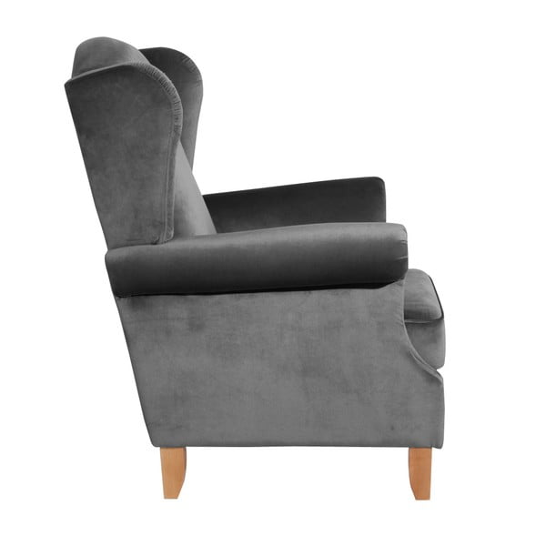 Poltrona in velluto antracite Velluto con le orecchie Verita - Max Winzer-image-3