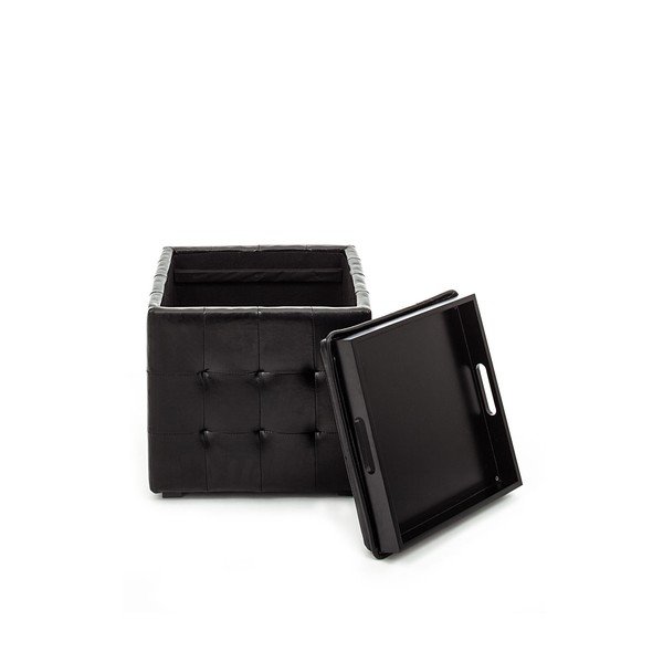 Pouf nero con vano portaoggetti Custodia - Tomasucci-image-2
