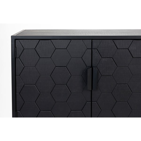 Cassettiera bassa in pino nero 140x58 cm Linc - White Label-image-4