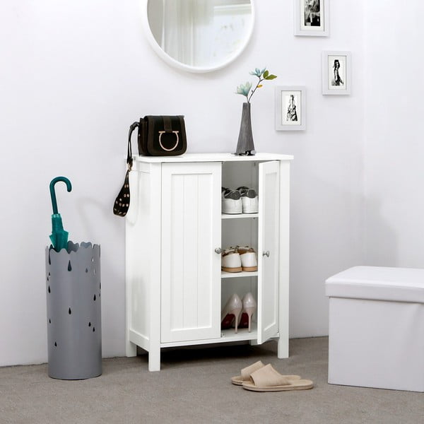 Mobile da bagno bianco con anta, larghezza 60 cm - Songmics-image-1