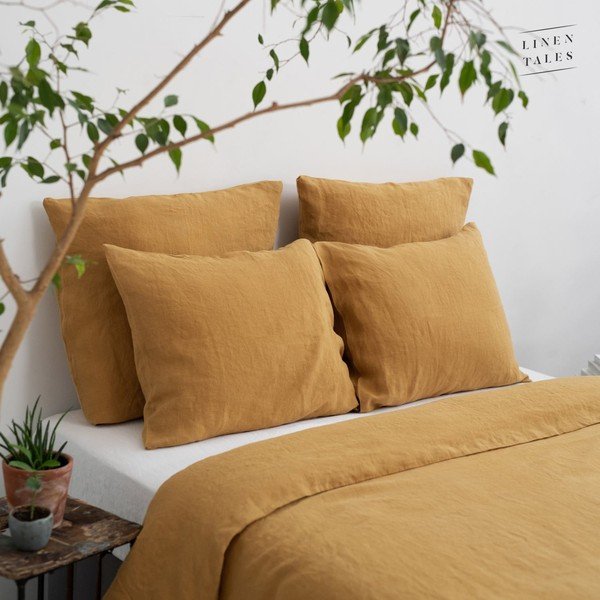 Biancheria da letto in fibra di canapa gialla 200x200 cm - Linen Tales-image-4