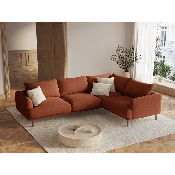 Divano angolare color terracotta (con penisola a destra/con chaise lounge) Naomi – Micadoni -image-1