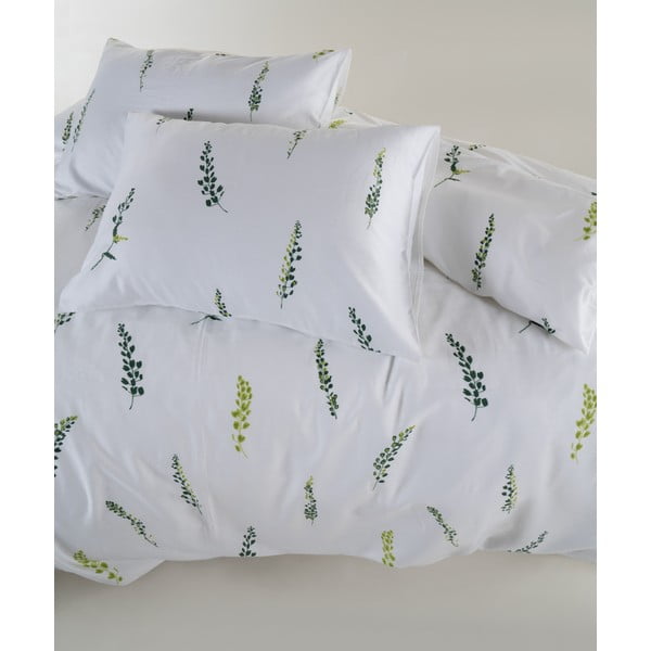 Set copripiumino e federa bianco/verde in raso di cotone per letto matrimoniale ed esteso 240x220 cm Marseille Floral – Mila Home Luxury-image-4
