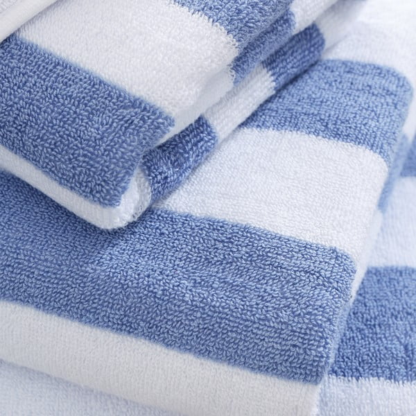 Telo da bagno in cotone blu e bianco 90x140 cm Stripe Jacquard - Bianca-image-3