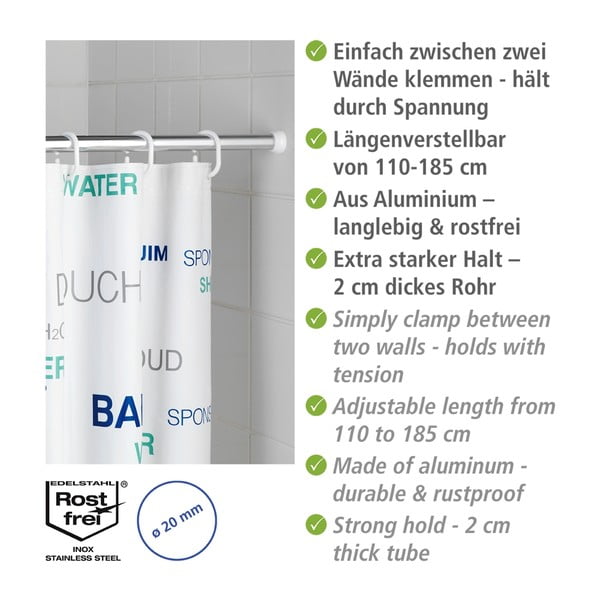 Asta per tenda da doccia color argento lucido 110 - 185 cm – Wenko-image-3
