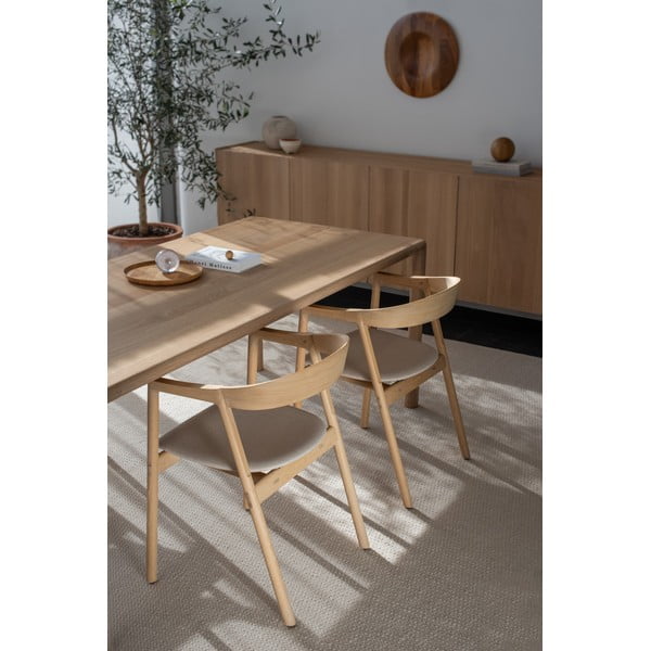 Sedia da pranzo in legno massiccio di quercia con seduta grigio-blu Muna - Gazzda-image-3