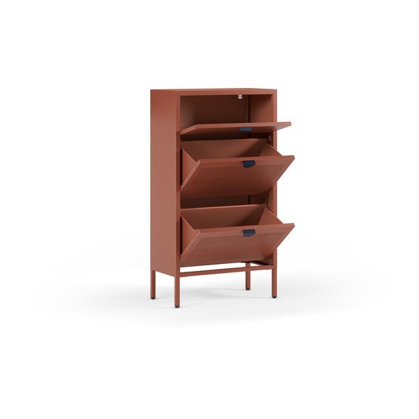Scarpiera color terracotta in metallo 60x110x30 cm Sayla – Marckeric-image-3