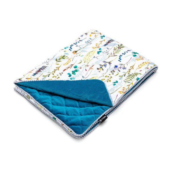 Coperta per neonato in cotone bianco e blu 80x100 cm Spring Meadow - T-TOMI